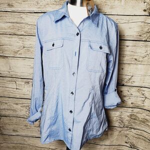 Royal Robbins Standard Fit Blue Roller Up Shirt Size Medium